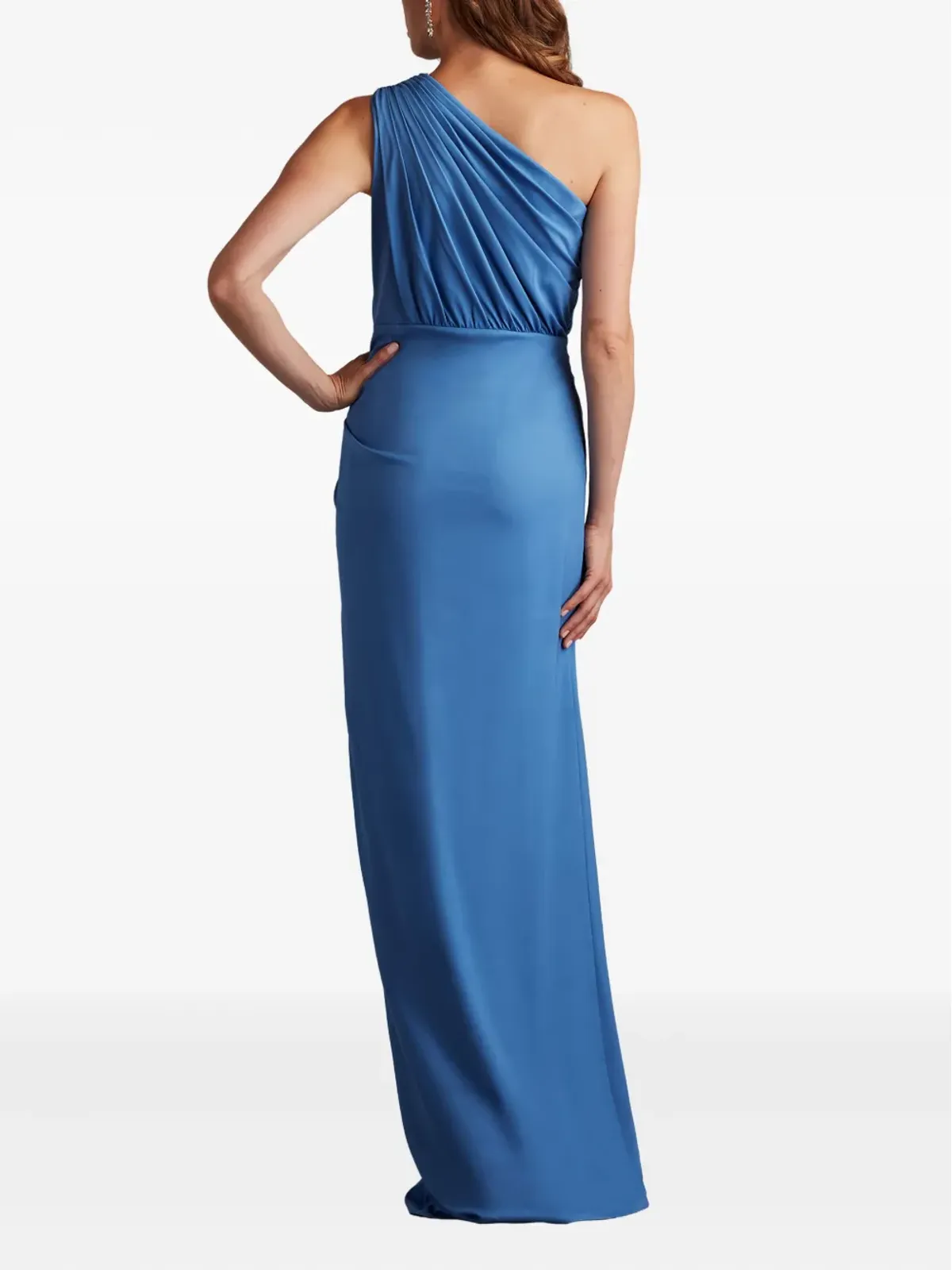 Tadashi Shoji レナ ドレープの片肩デザイン フリル付き イブニングドレス - ブルー - 画像4