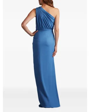 Tadashi Shoji レナ ドレープの片肩デザイン フリル付き イブニングドレス - ブルー - サムネイル4
