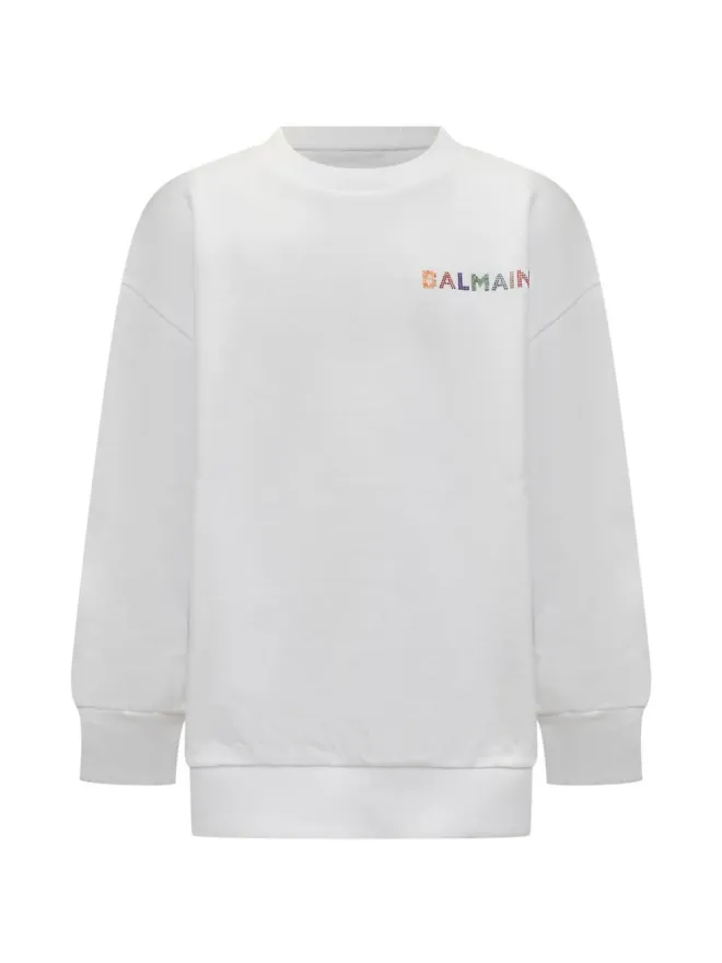 Balmain Kids Balmain Kids エンブリッシュド ロゴ入りホワイト スウェットシャツの商品画像