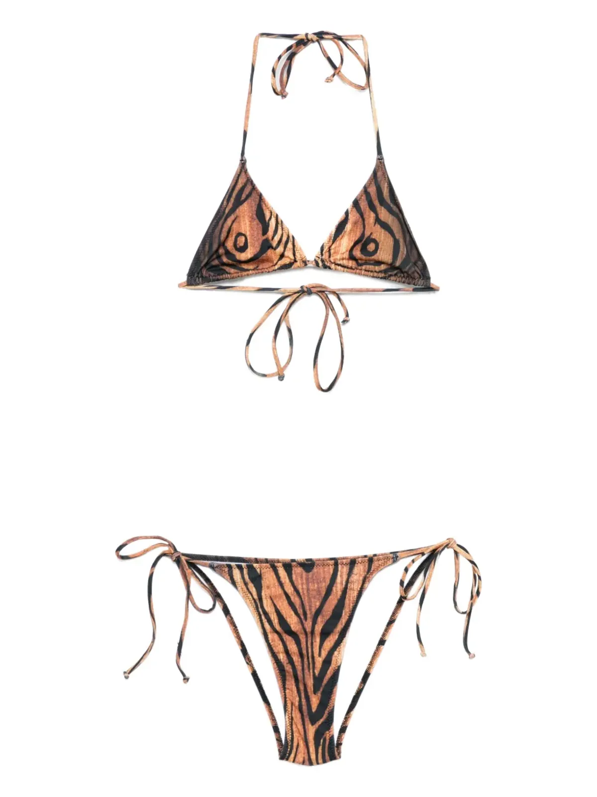 Jean Paul Gaultier タイガープリント三角ビキニ ブラウン - 画像1
