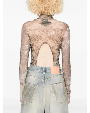 Jean Paul Gaultier メダイオンプリント ボディスーツ - Grey - サムネイル4