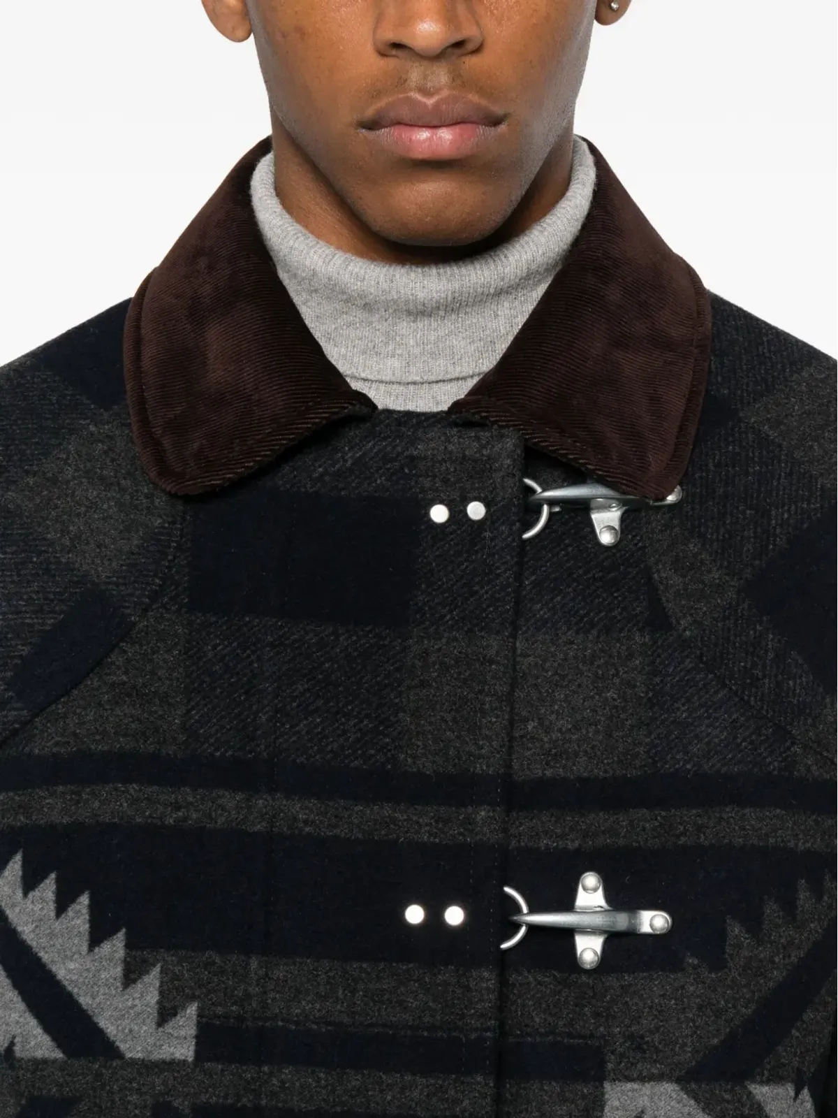 Fay 4-Ganci Yateh patterned coat - Blue - 画像5