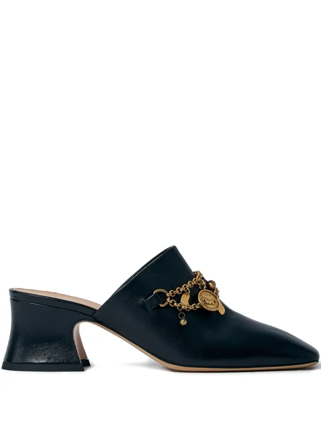 Chloe Chloé 80mm チャーム付きヒールミュール ブラックの商品画像
