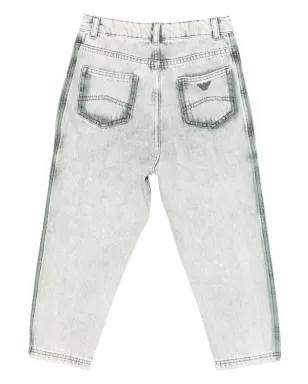 Emporio Armani Kids イーグルロゴ・プレート付きデニムジーンズ（グレー） - サムネイル2