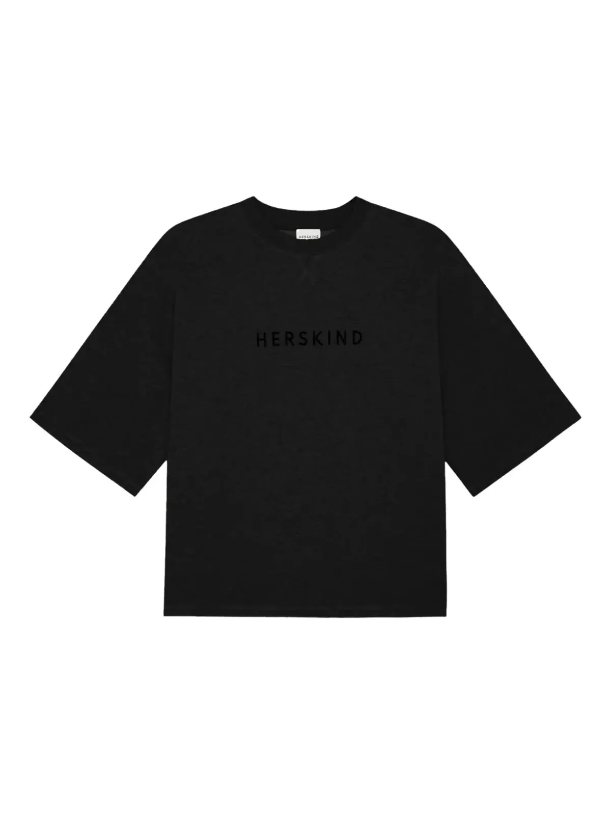 HERSKIND Linette 刺繍ロゴ Tシャツ - ブラック - 画像1