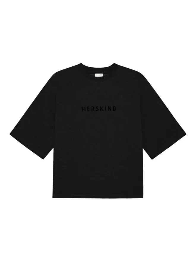 HERSKIND HERSKIND Linette 刺繍ロゴ Tシャツ - ブラックの商品画像