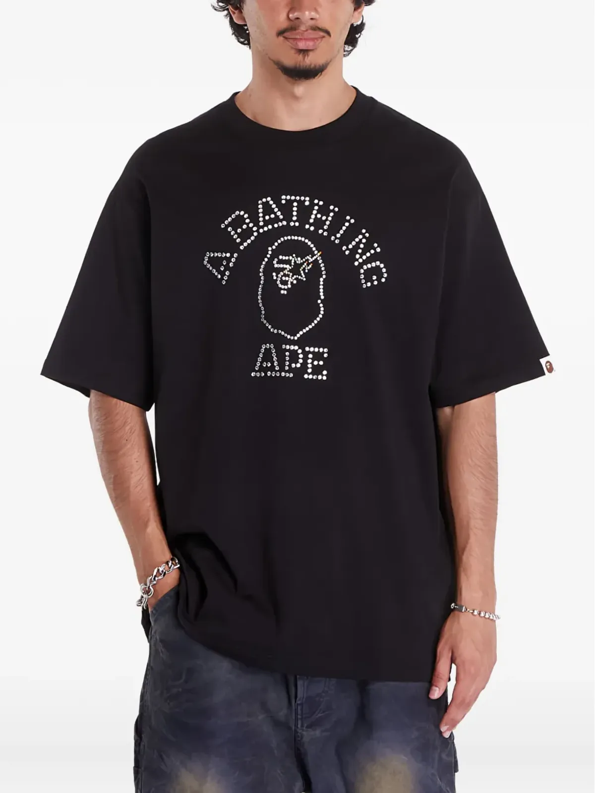 A BATHING APE® スタッズ装飾 Tシャツ - ブラック - 画像1