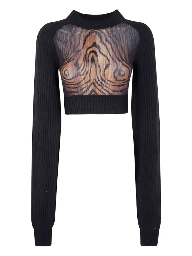 Jean Paul Gaultier Jean Paul Gaultier 木目プリント ウールトップの商品画像