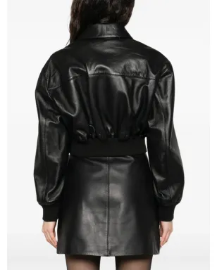 Arma Desy クロップド zip-front レザー ジャケット - サムネイル4