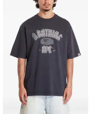 A BATHING APE® ガーメントダイ ラインストーン ロゴ コットンTシャツ - サムネイル1