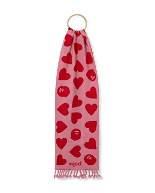 A BATHING APE® ハート柄フリンジスカーフ - サムネイル1