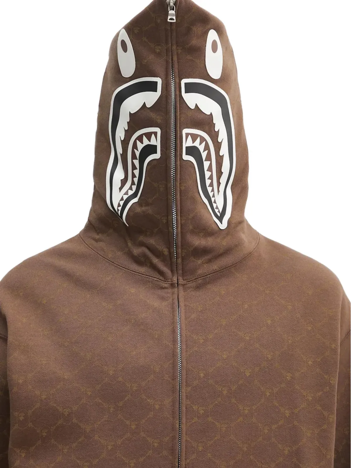 A BATHING APE® コレージュモノグラム シャークモチーフ ジップアップフーディ ブラウン - 画像5