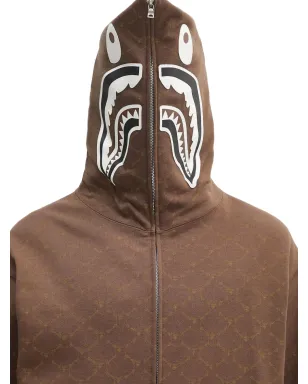 A BATHING APE® コレージュモノグラム シャークモチーフ ジップアップフーディ ブラウン - サムネイル5