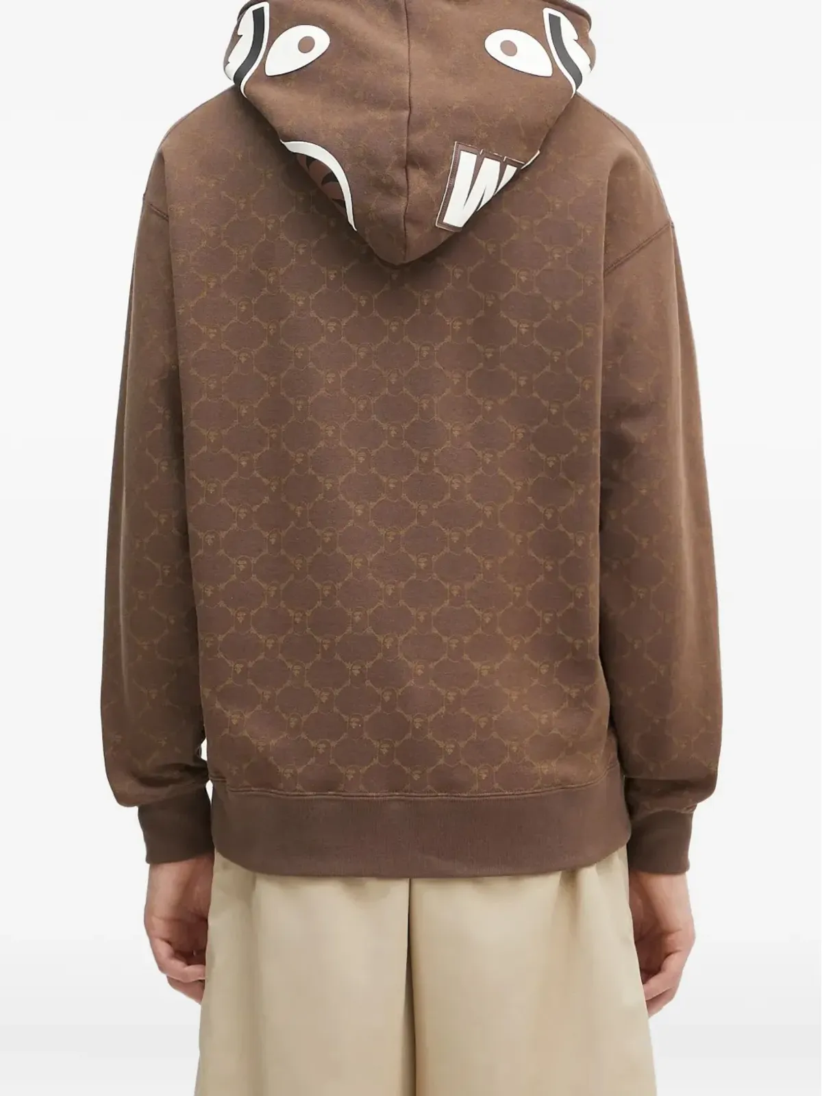 A BATHING APE® コレージュモノグラム シャークモチーフ ジップアップフーディ ブラウン - 画像4