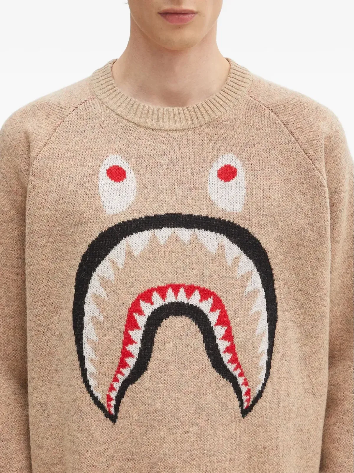 A BATHING APE shark-head intarsia sweater - Neutrals - 画像5