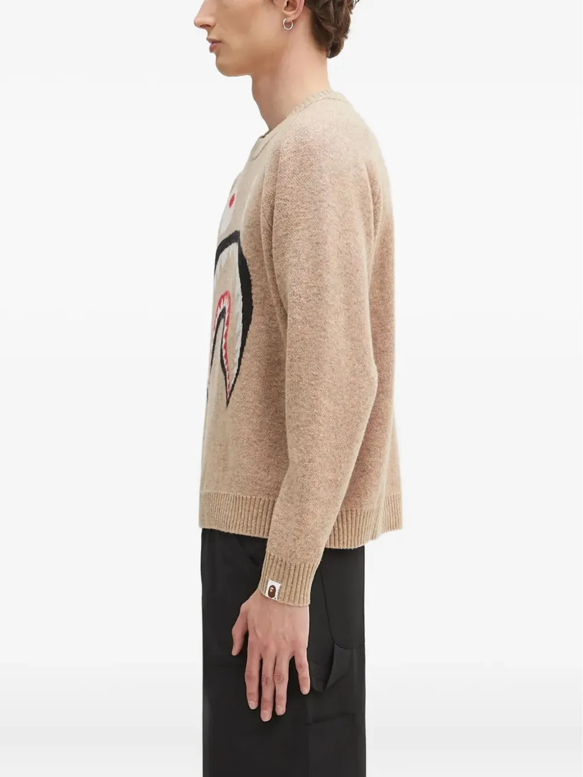 A BATHING APE shark-head intarsia sweater - Neutrals - 画像3