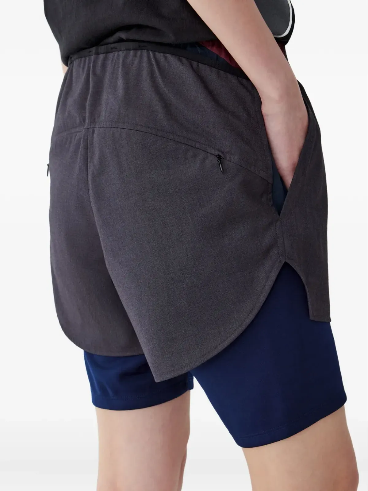 TOMBOY layered pocketed knee-length shorts - Grey - 画像3