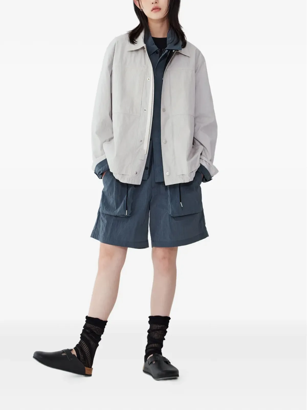 TOMBOY ポケットディテール付きドローストリング シャツジャケット - グレー - 画像2