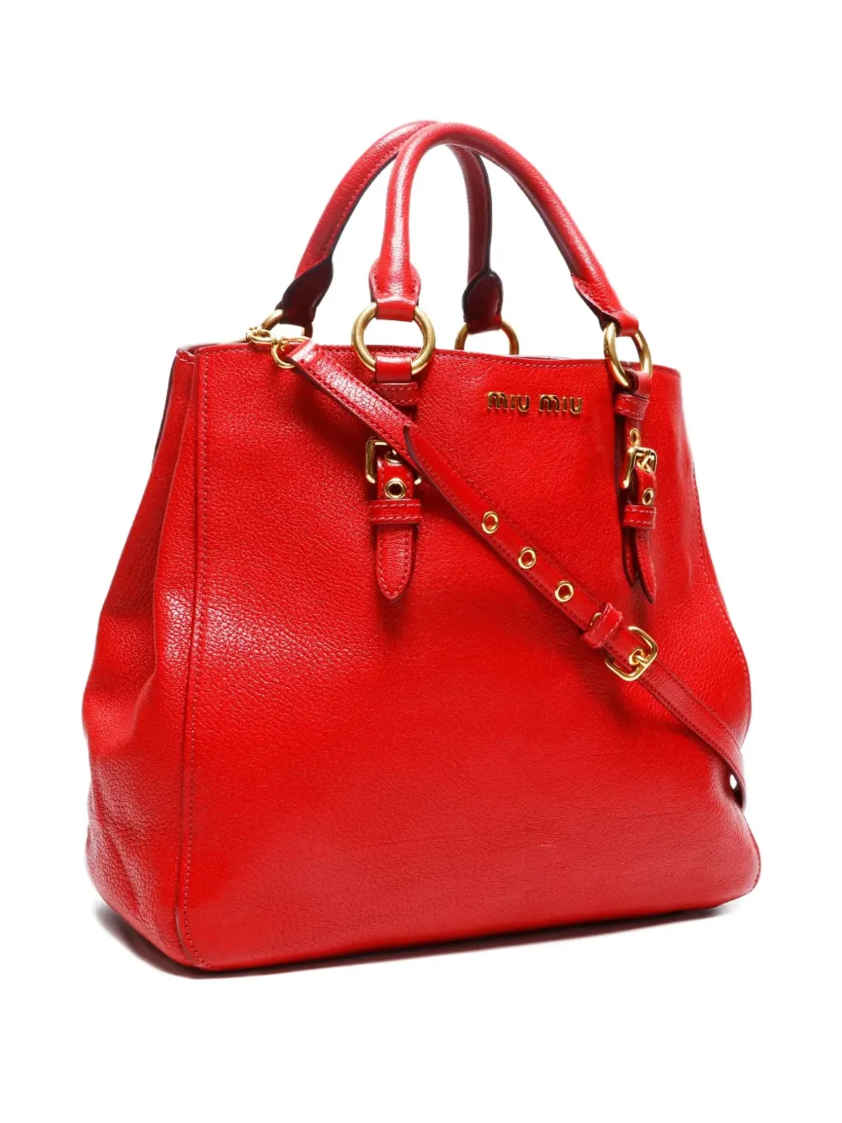 Miu Miu ビンテージ レザー トートバッグ - レッド - 画像3