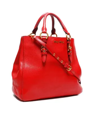 Miu Miu ビンテージ レザー トートバッグ - レッド - サムネイル3
