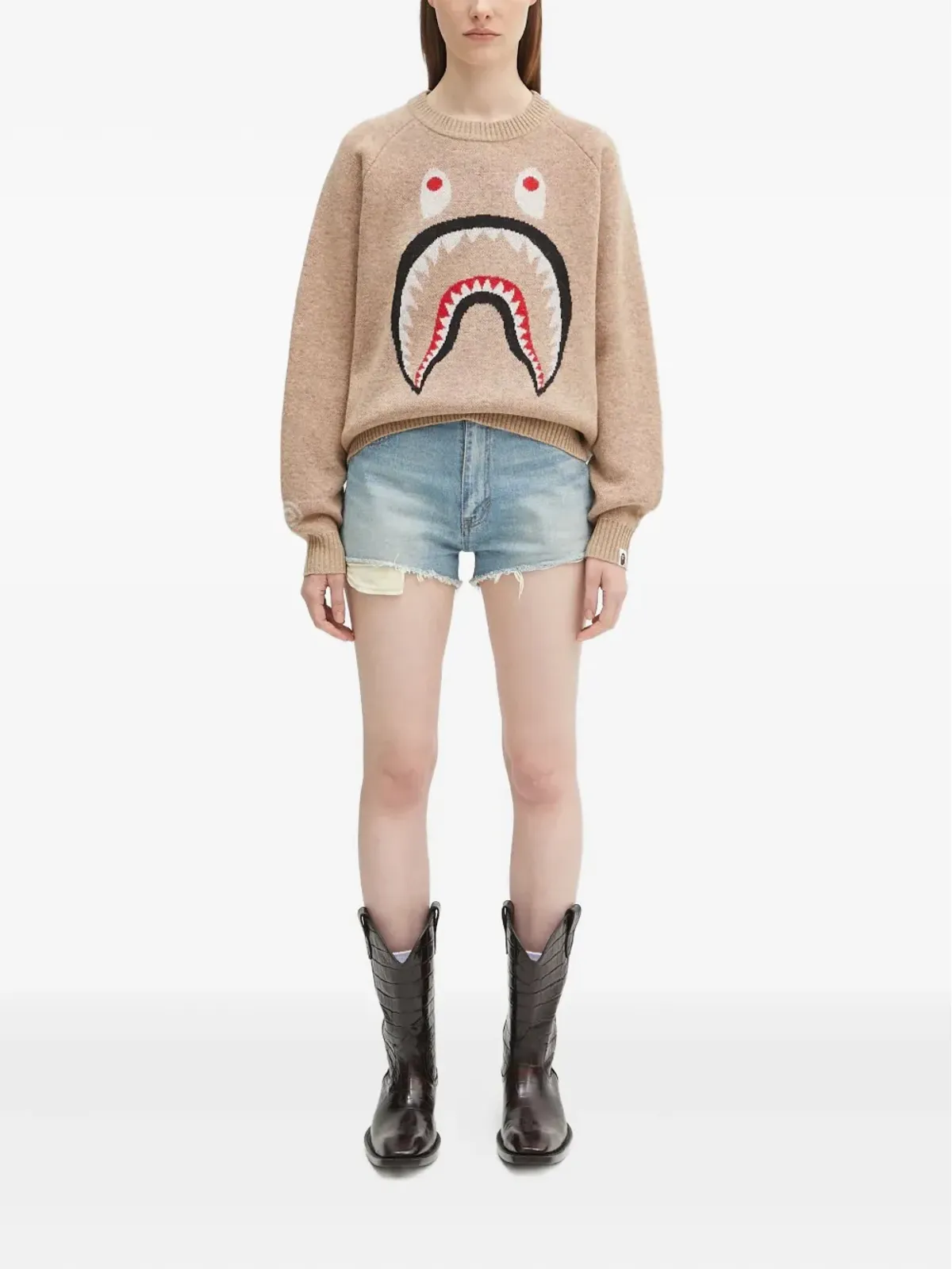 A BATHING APE® クリスタルエイプヘッド デニムショーツ - 画像2