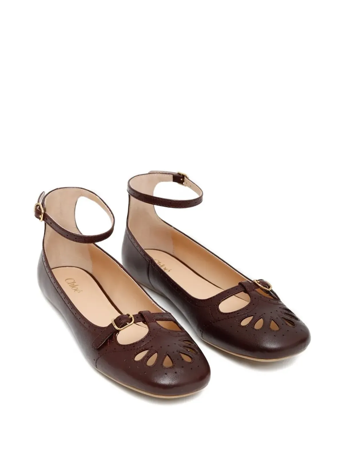 Chloé アンクルストラップ パーフォレーテッド バレエフラット - 画像2