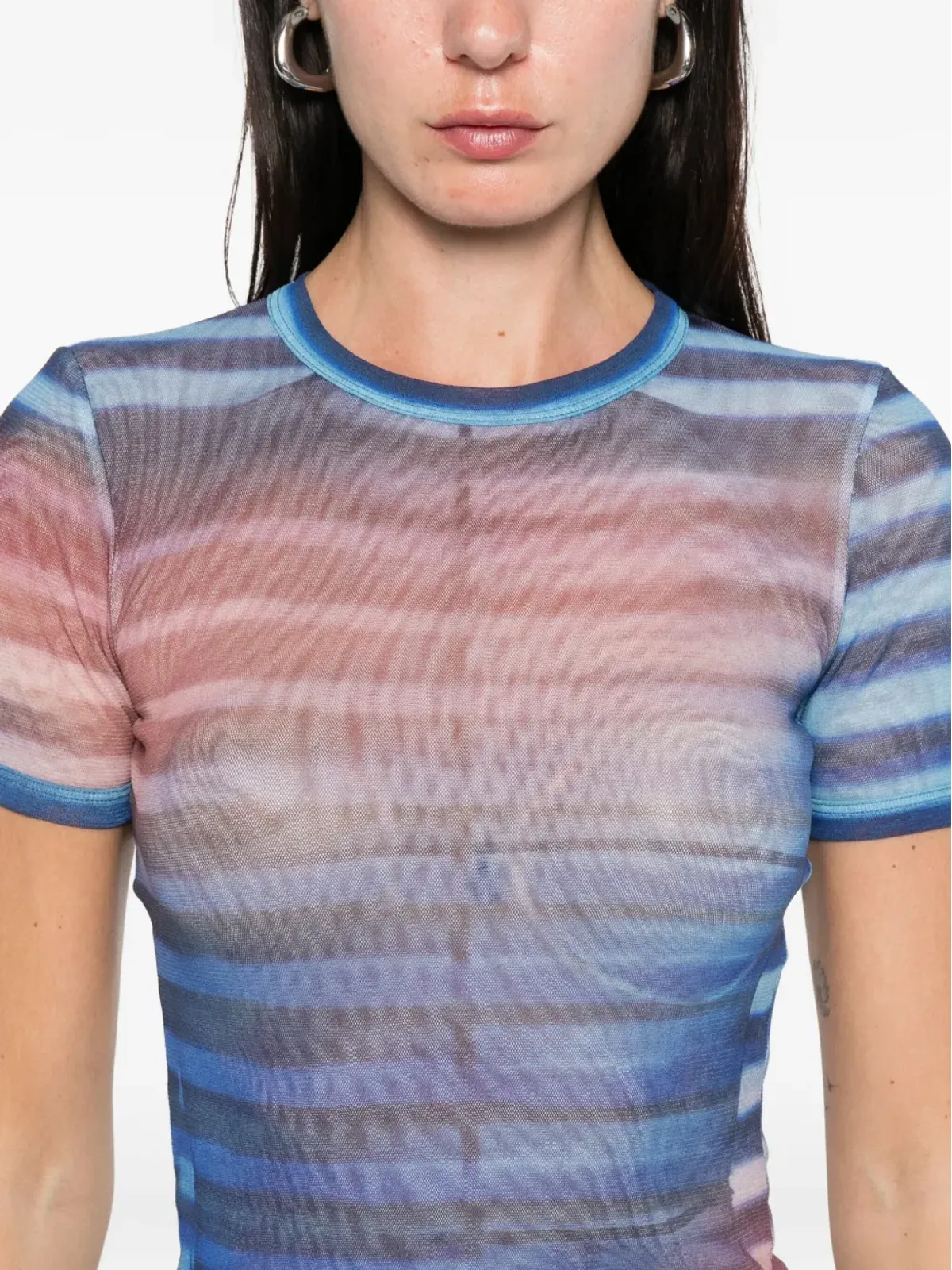 Jean Paul Gaultier ストライプメッシュトップス - 画像5