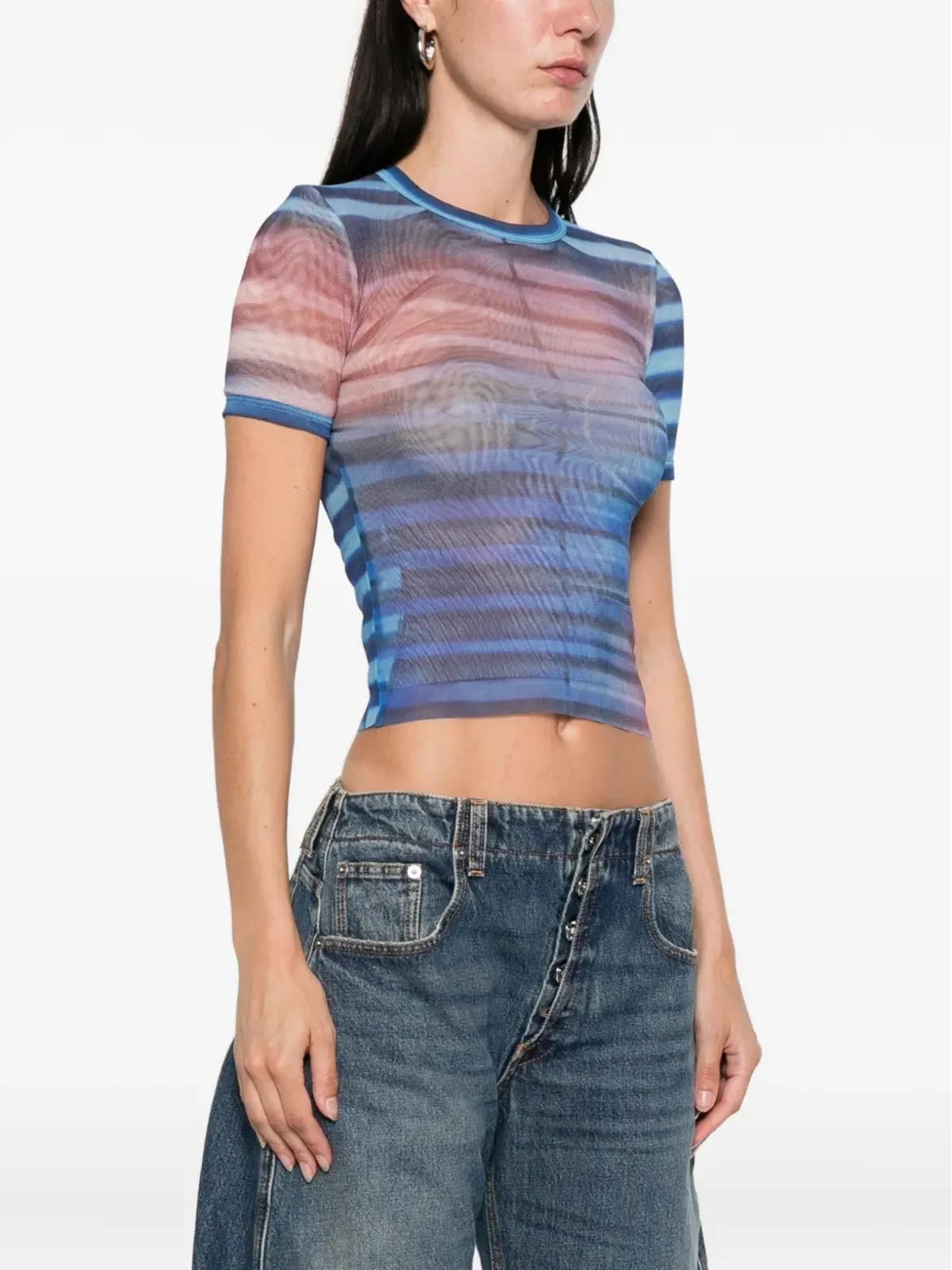 Jean Paul Gaultier ストライプメッシュトップス - 画像3