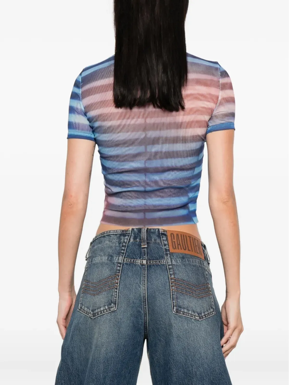 Jean Paul Gaultier ストライプメッシュトップス - 画像4