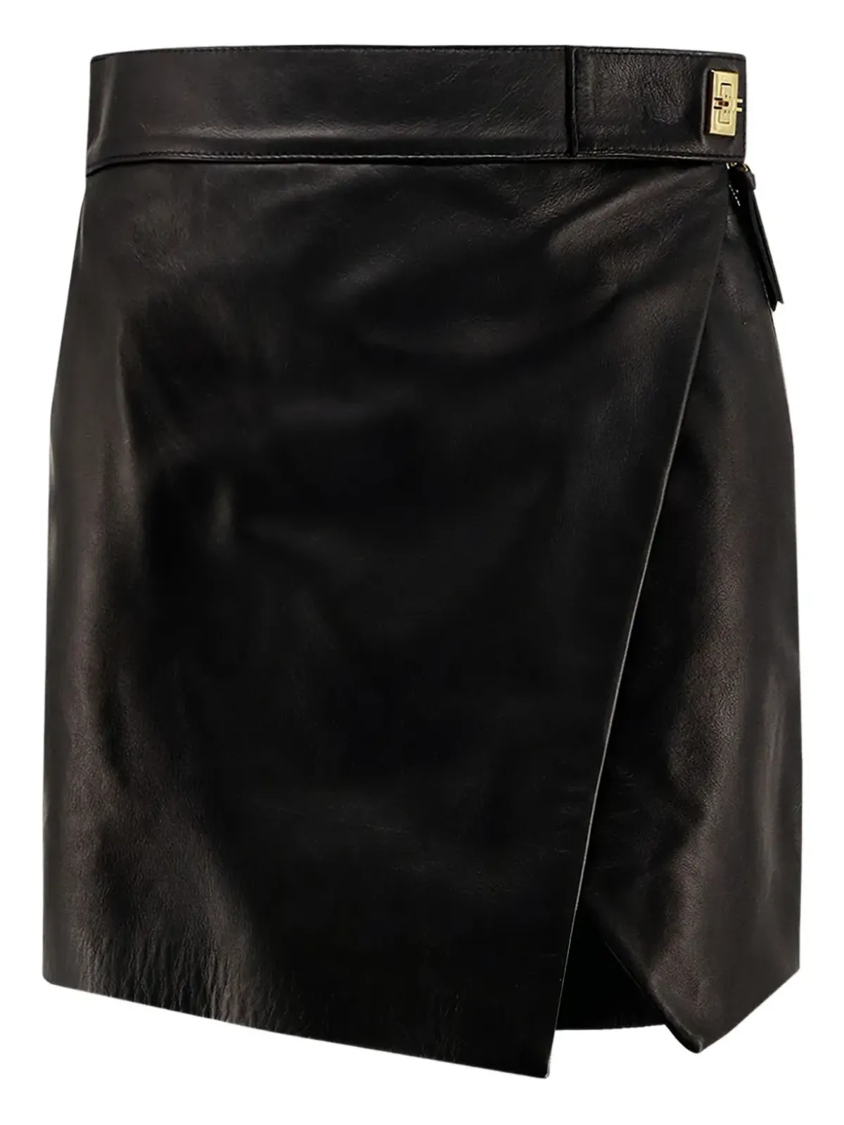 Elisabetta Franchi ジップファスナー付きラップレザースカート ブラック - 画像1