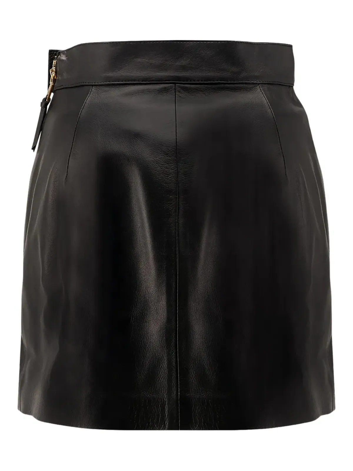Elisabetta Franchi ジップファスナー付きラップレザースカート ブラック - 画像2