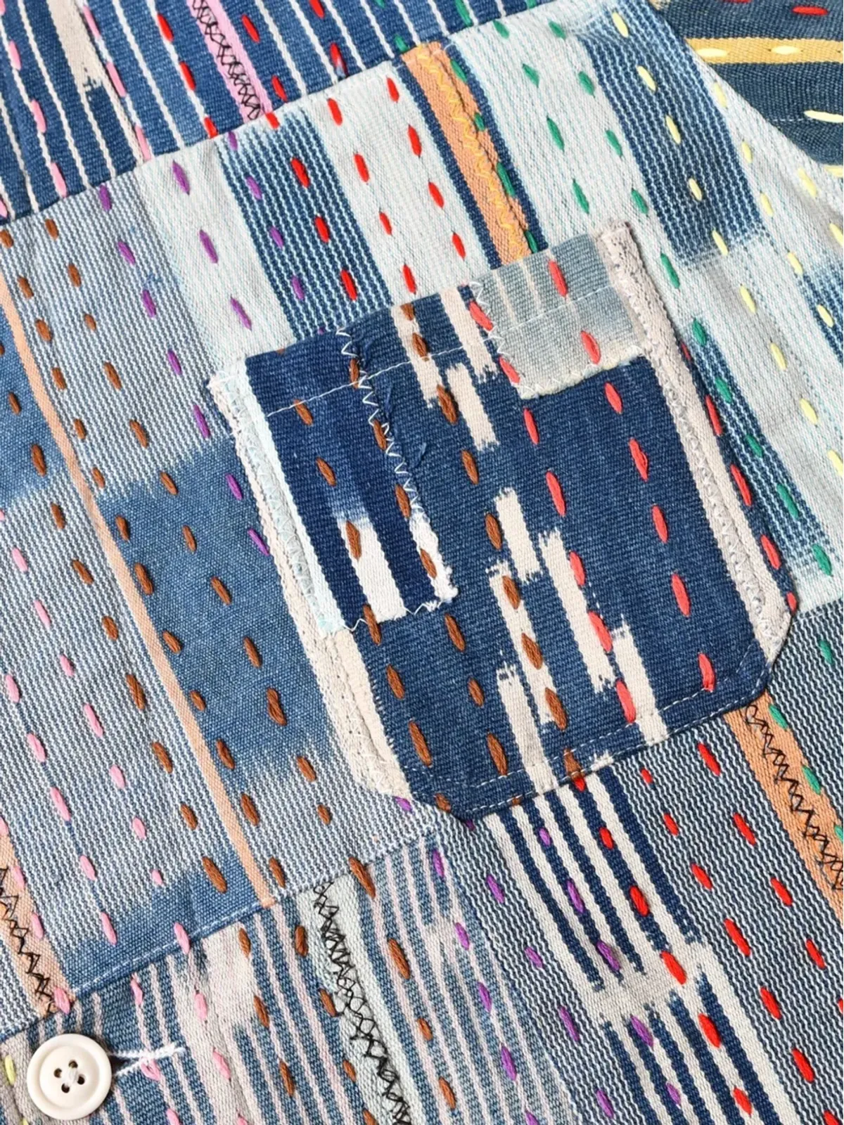 monitaly Italian Jail patchwork overshirt - 画像2