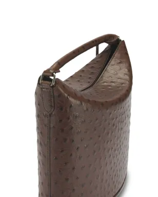 UMBER POSTPAST ostrich-effect leather tote bag - Brown - サムネイル3