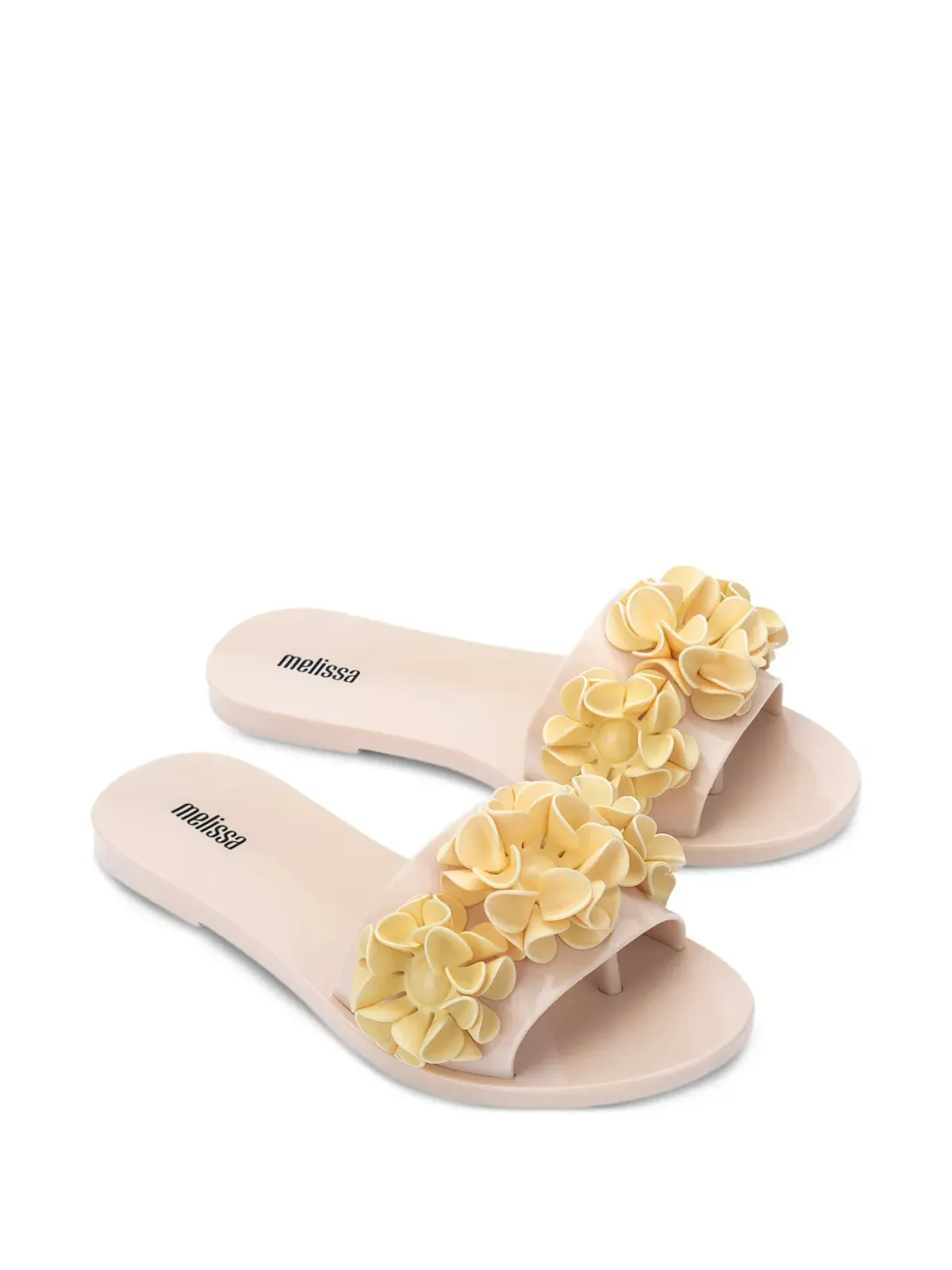 Melissa Babe Springtime flower-embellished slides - Neutrals - 画像2