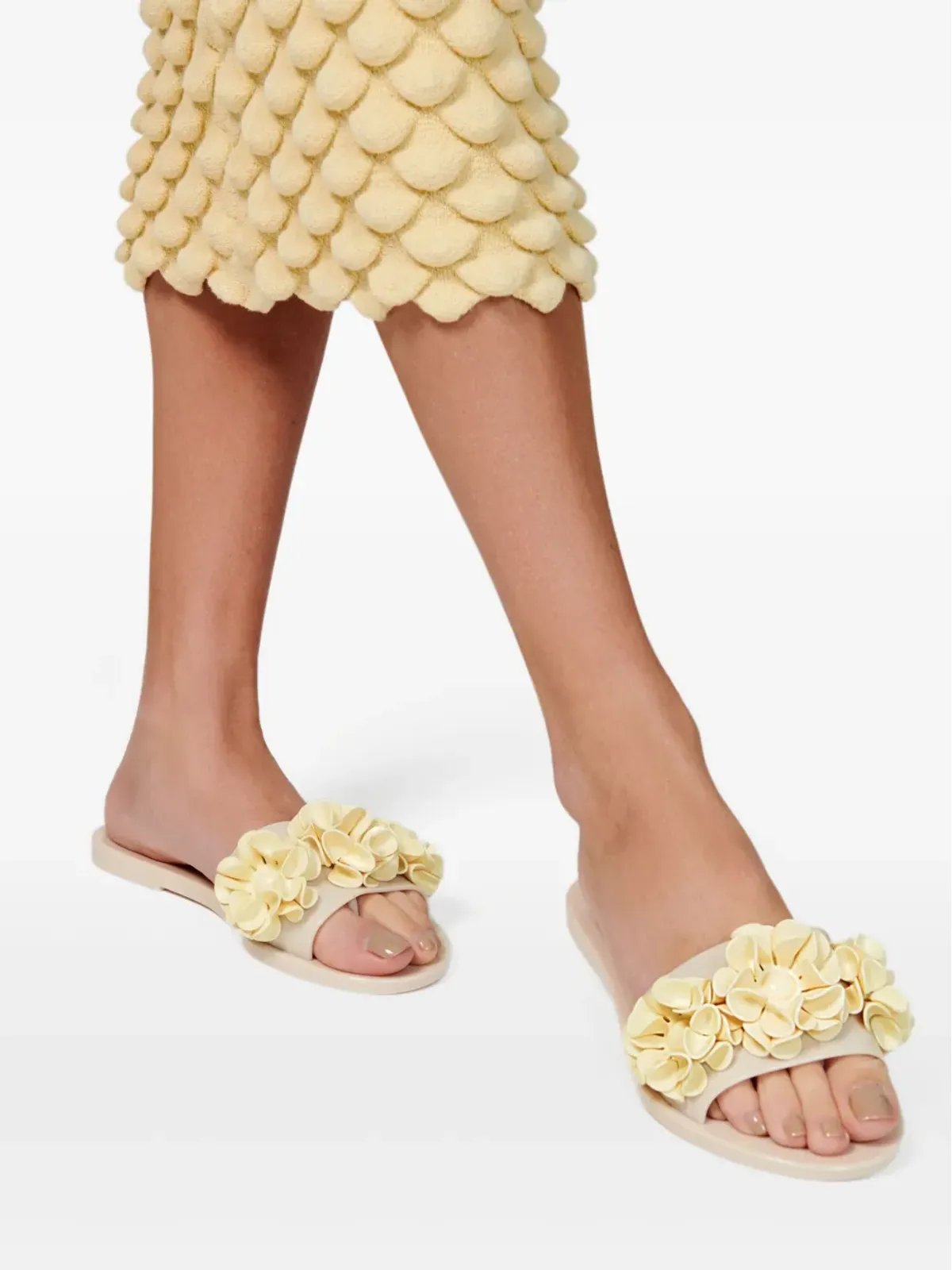 Melissa Babe Springtime flower-embellished slides - Neutrals - 画像4