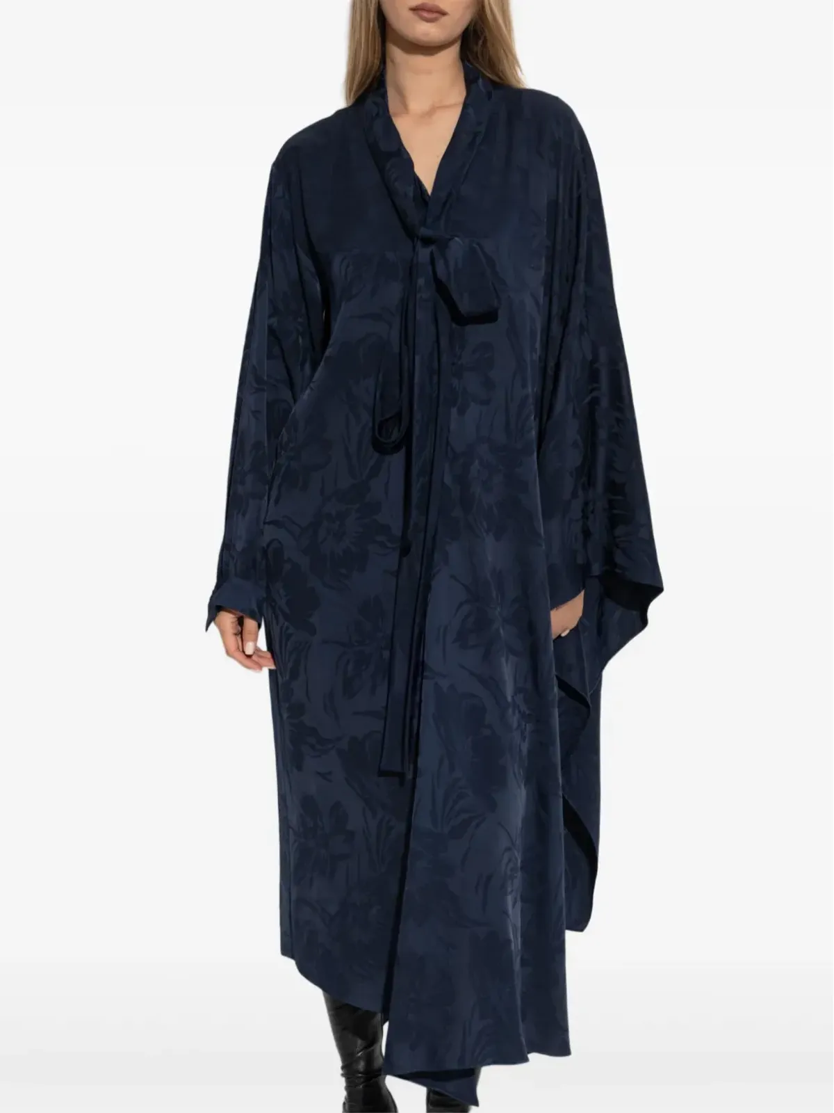 Balenciaga 花柄プリント アシンメトリック ドレス - ブルー - 画像2