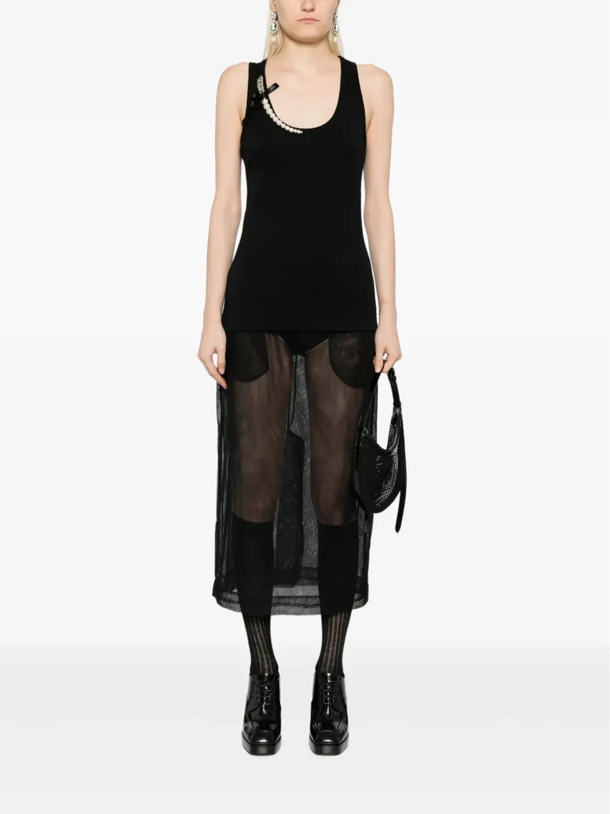 Simone Rocha パールとチェーンのタンクトップ - 画像2