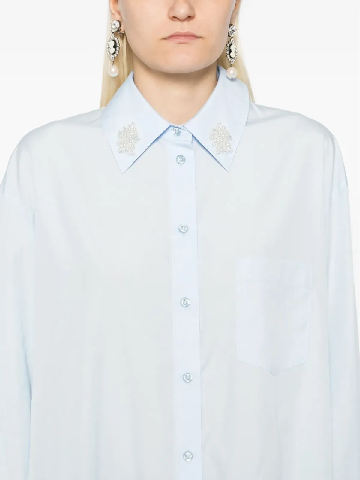 Simone Rocha パールディテールシャツ ブルー - 画像5