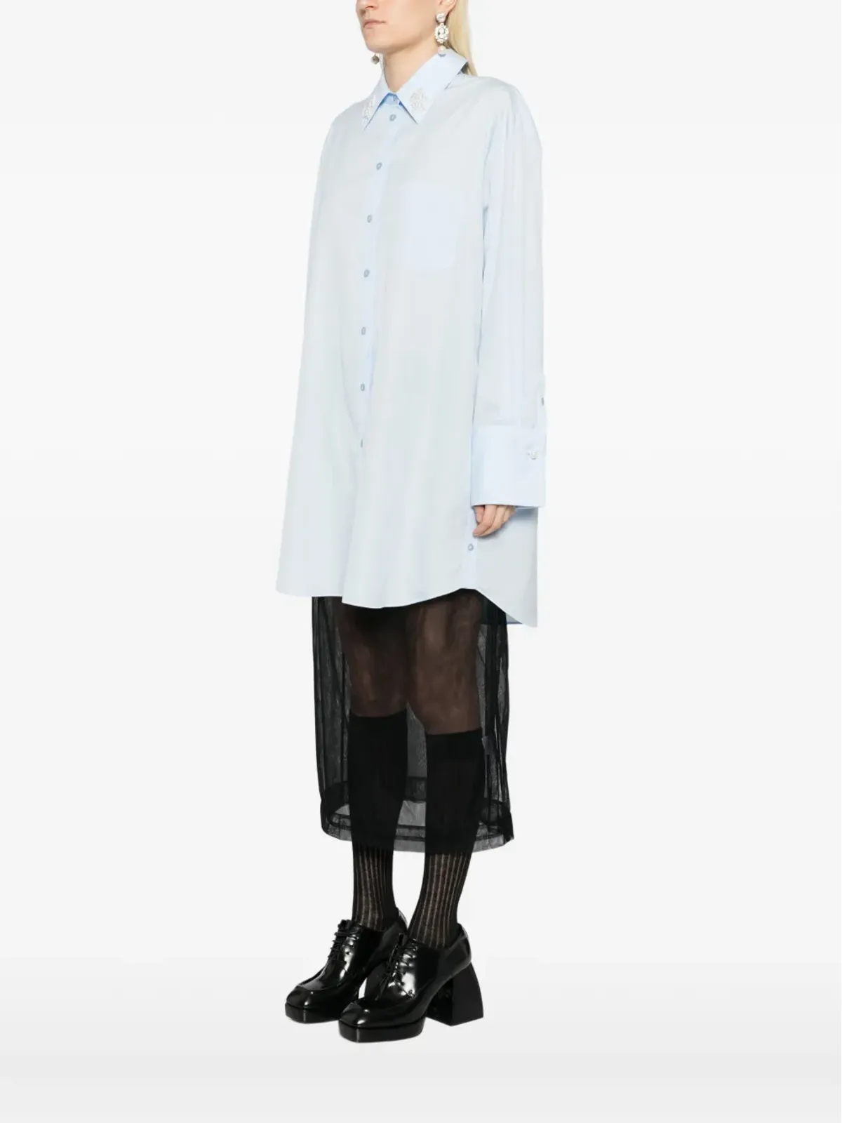 Simone Rocha パールディテールシャツ ブルー - 画像3