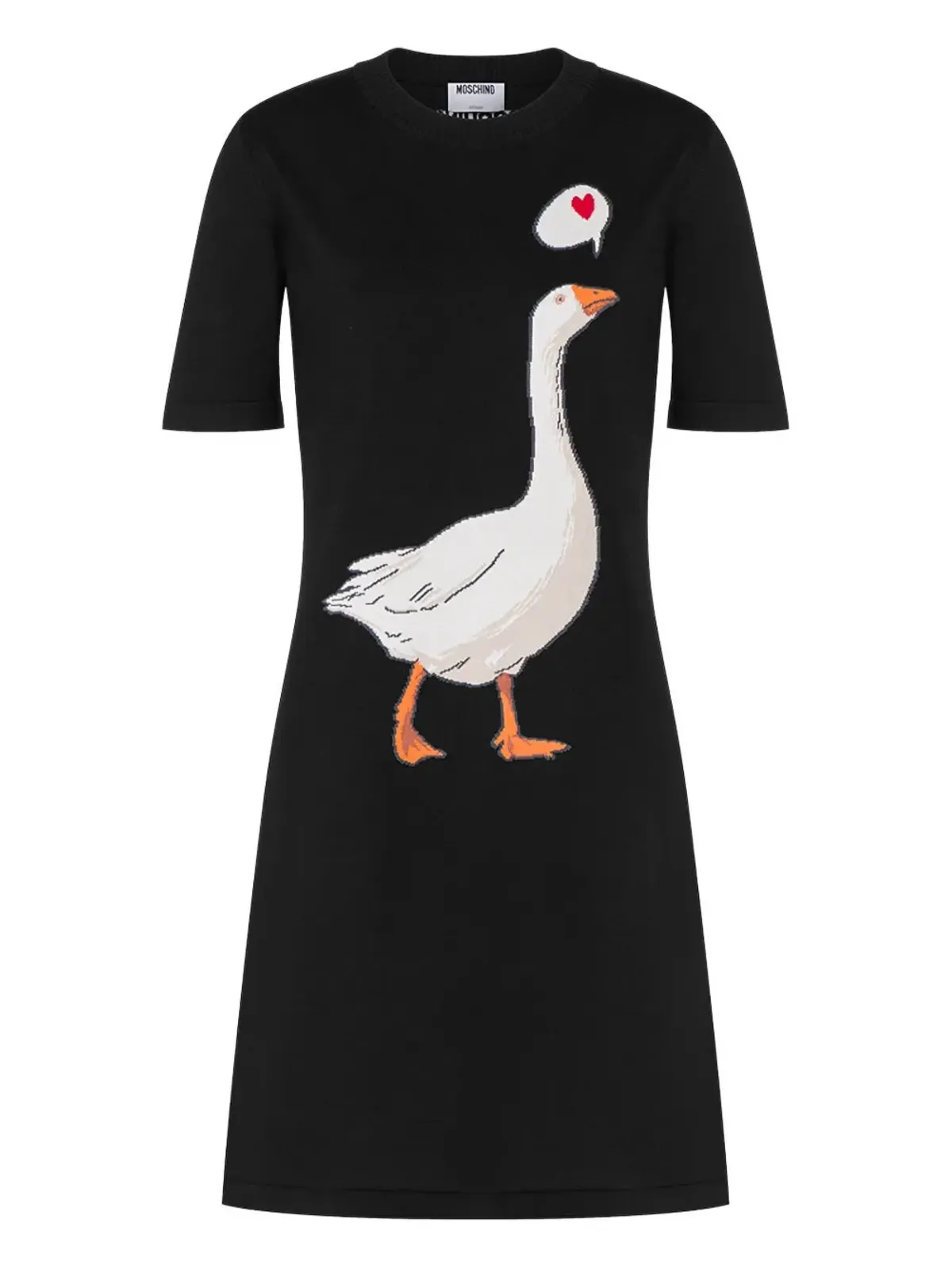 Moschino ガチョウプリント半袖ドレス - Black - 画像1