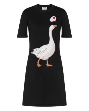 Moschino ガチョウプリント半袖ドレス - Black - サムネイル1