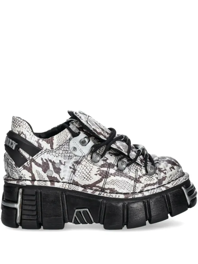 NEW ROCK NEW ROCK snakeskin-effect platform sneakers - Whiteの商品画像