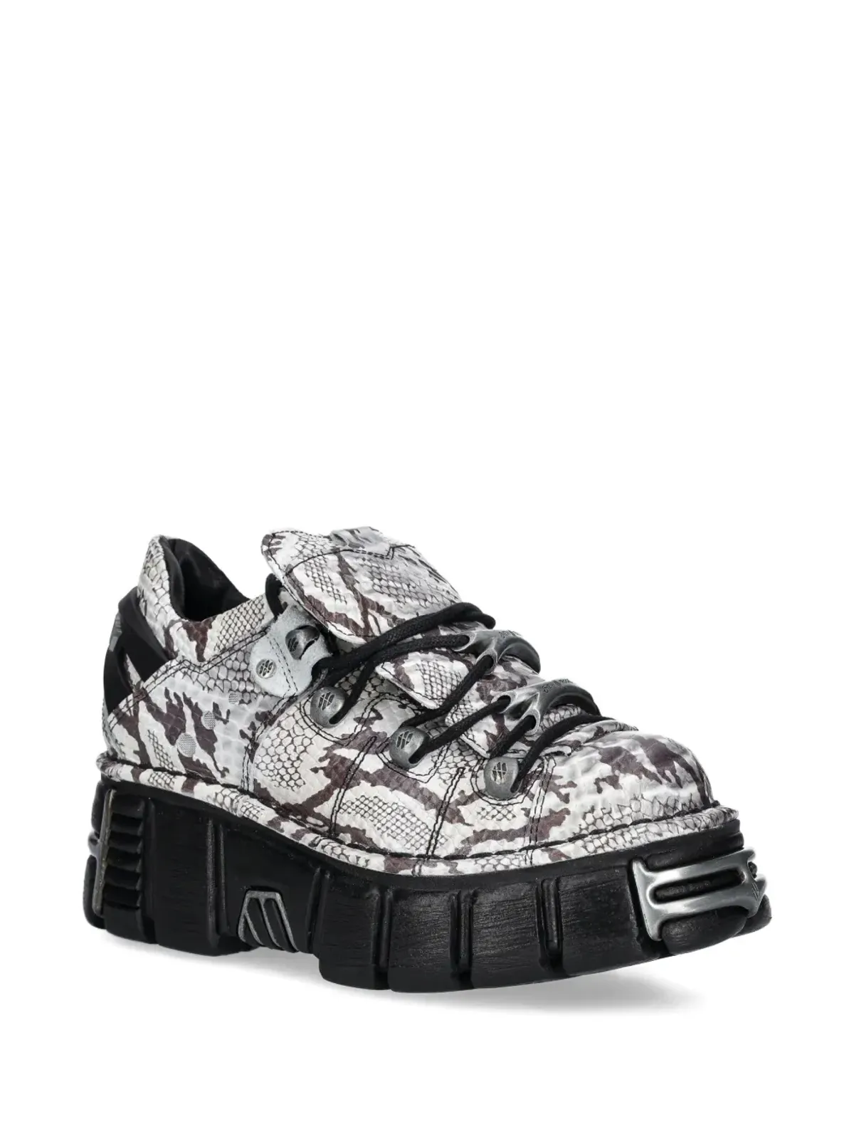 NEW ROCK snakeskin-effect platform sneakers - White - 画像2