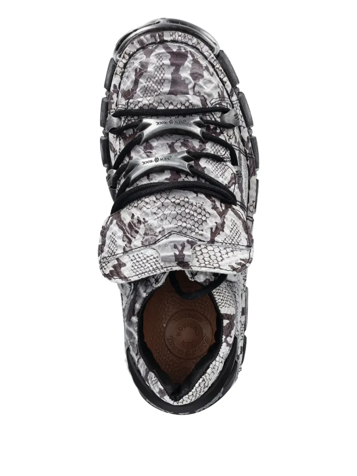 NEW ROCK snakeskin-effect platform sneakers - White - 画像4