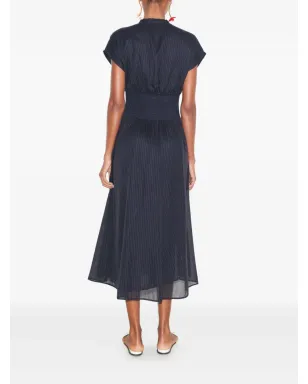 Tory Burch ピンストライプ柄スモックミディドレス - サムネイル3