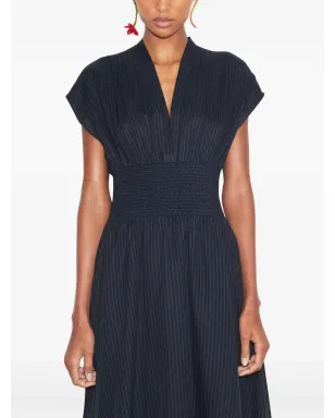 Tory Burch ピンストライプ柄スモックミディドレス - サムネイル4