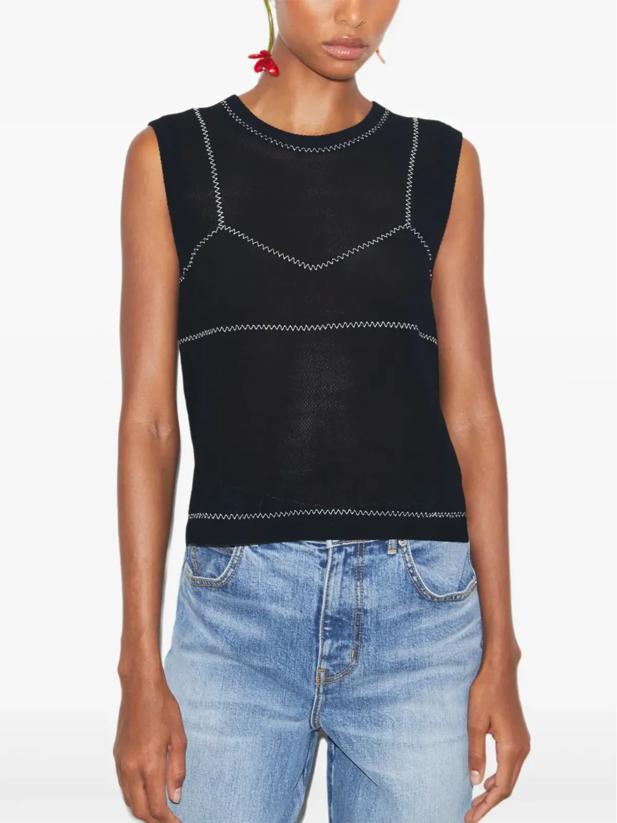 Tory Burch メッシュパネル ノースリーブトップ - 画像4