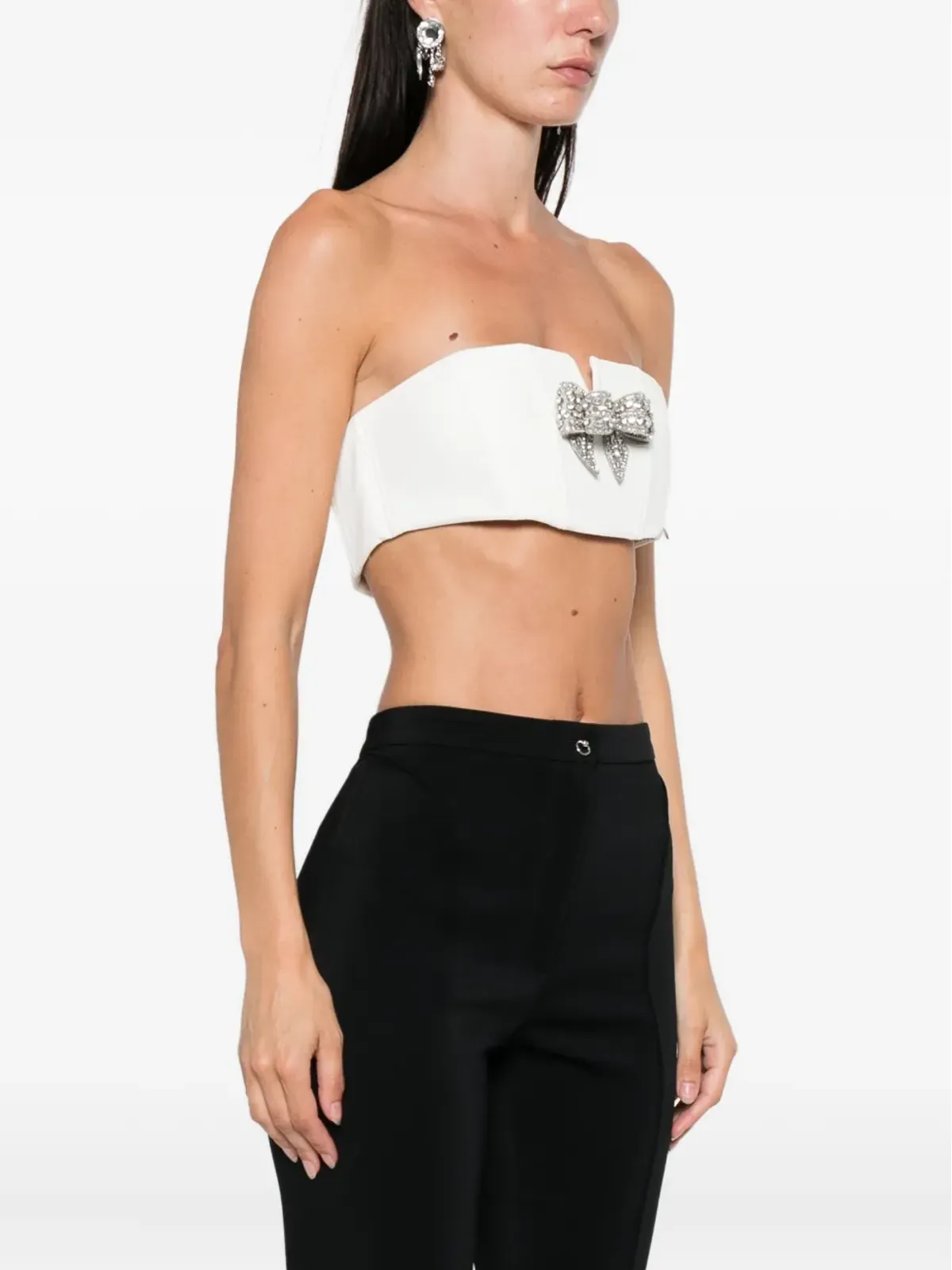 NISSA bow-embellished crop top - White - 画像3