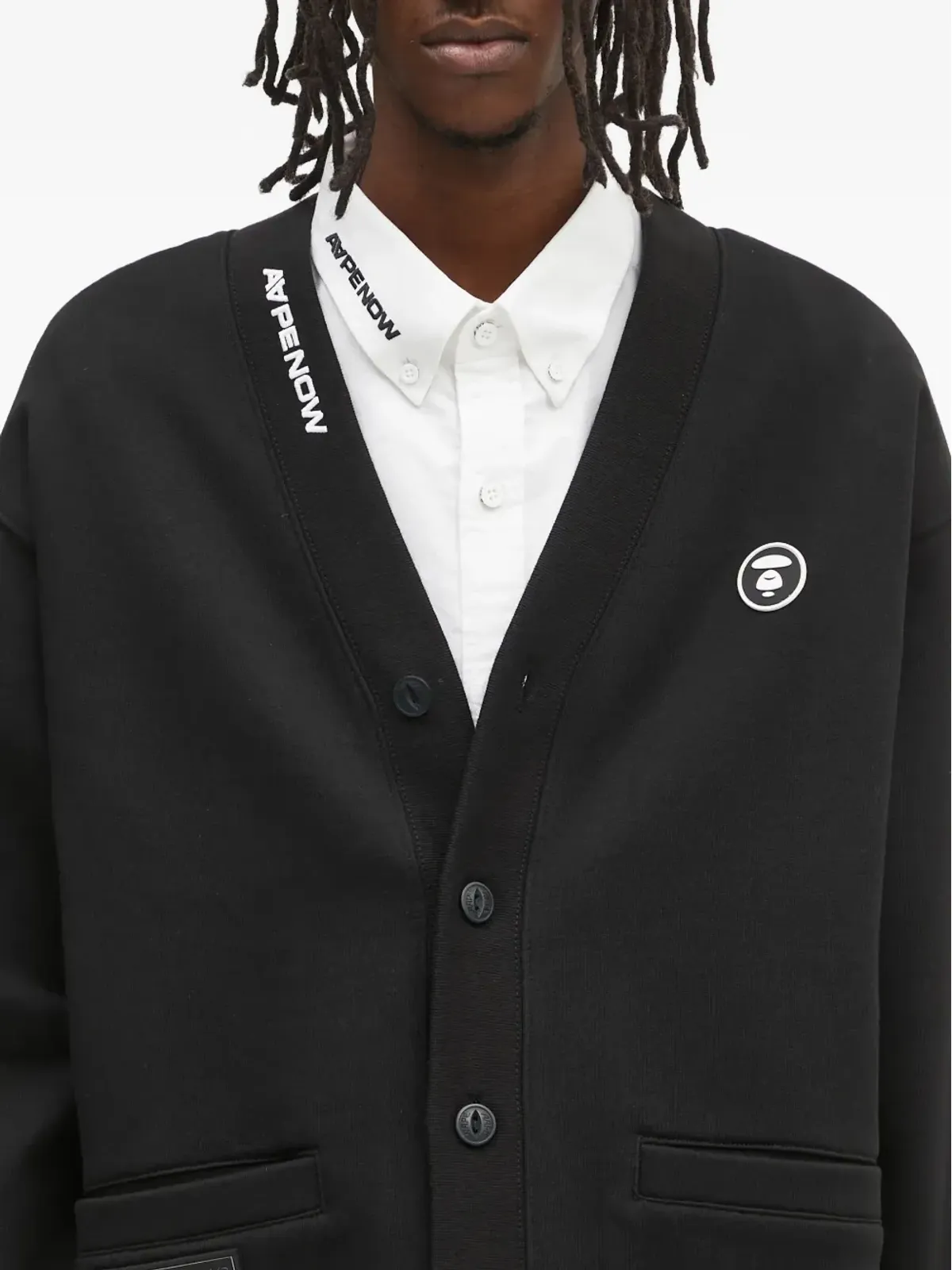 AAPE BY *A BATHING APE® ムーンフェイス ロゴ ボタン付きカーディガン - 画像5