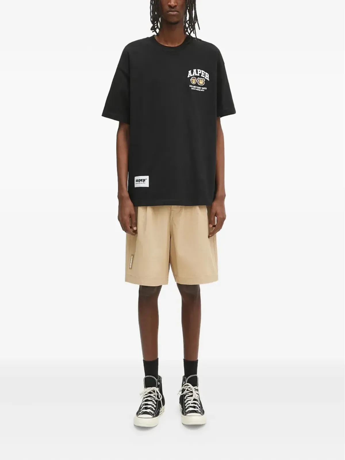 AAPE BY *A BATHING APE® プリーツディテール ロゴパッチ ショーツ - 画像2
